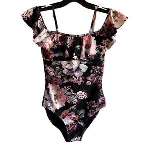 Azura Australia Colorful Ruffled Floral Tropical One Piece Swimsuit size 6